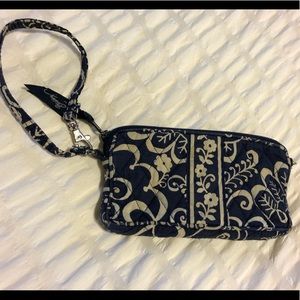 Vera Bradley Zipper Clutch in Navy/White
